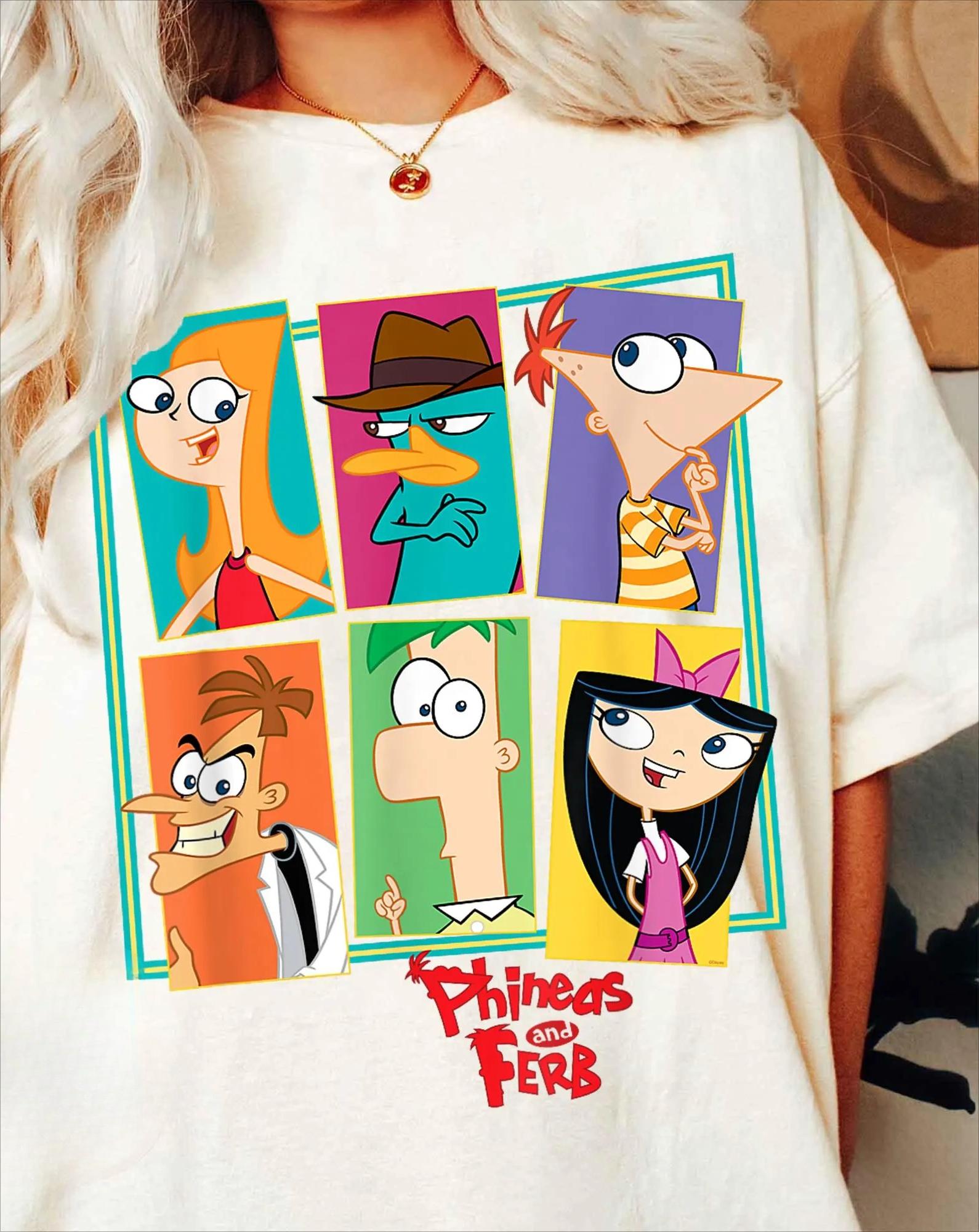 Phineas and Ferb Collage Tshirt Platypus Perry Tshirt All Season Casual and Fashionable Unisex Cotton Streetwear S