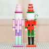 Green And Red Pink Nutcrackers Figurine 38CM Tall Handcrafted Wooden Christmas Ornament For Mantels Shelf Decoration