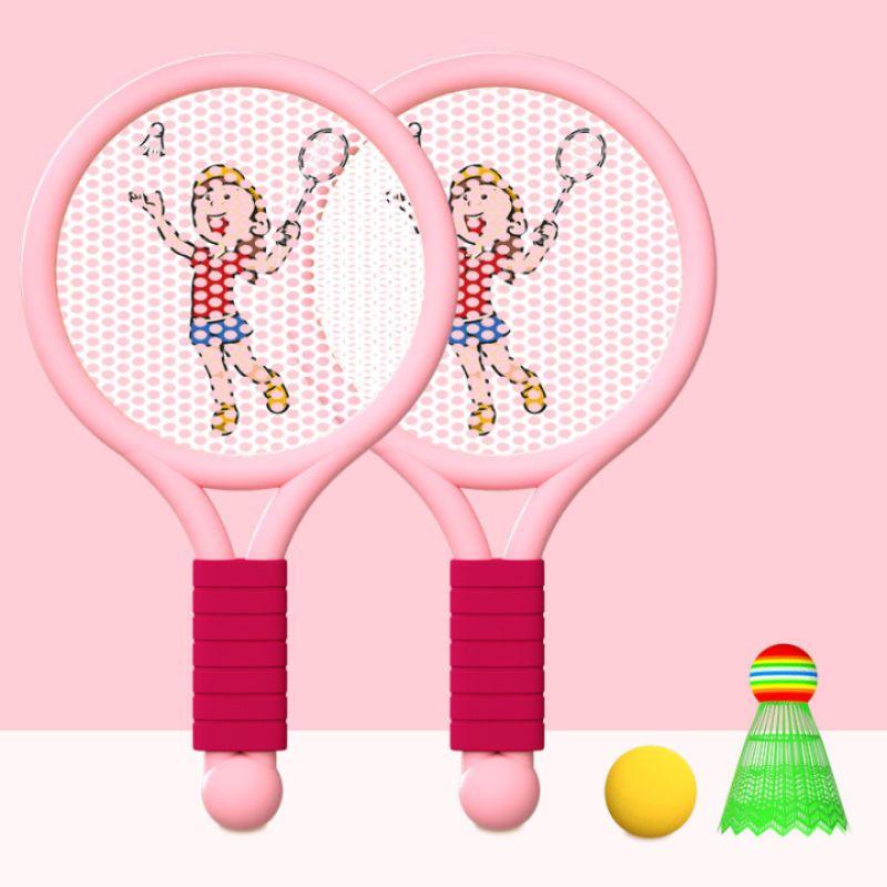 Kinder-Badmintonschläger, Langlebiger Cartoon-Netzschläger für den Innenbereich, für 3-6-jährige Kindergartenkinder, Anfänger, Eltern-Kind-Interaktion