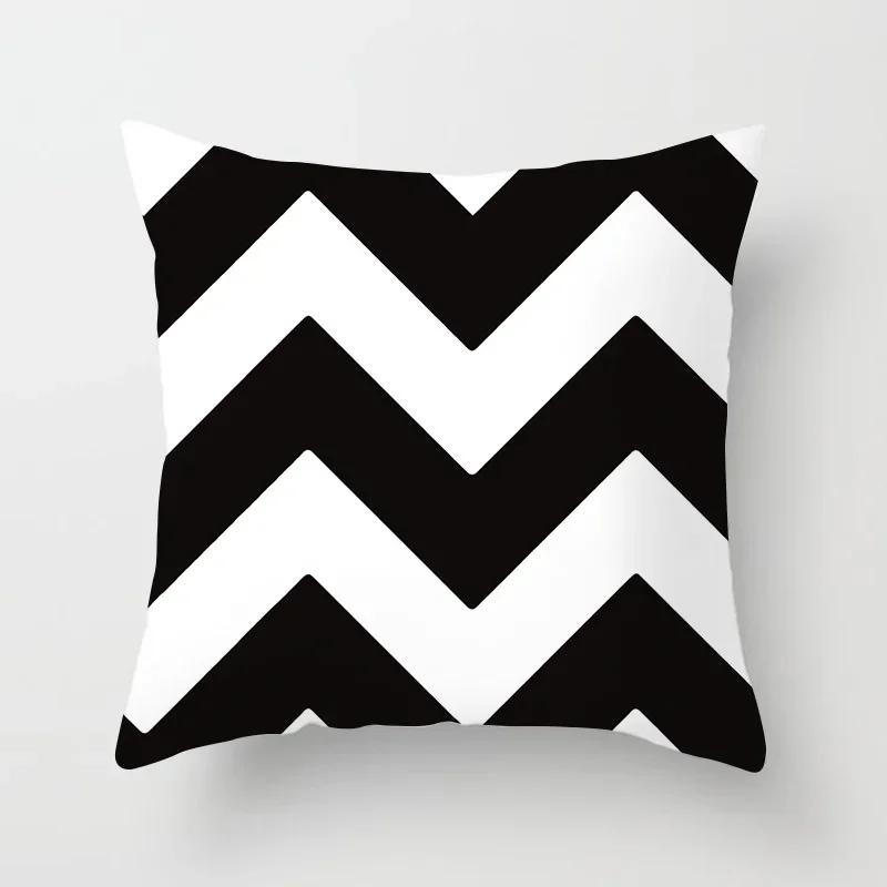 Black and white geometric polyester soft cushion throw pillow, living room car decoration, sofa bed decoration, pillowcase 40525