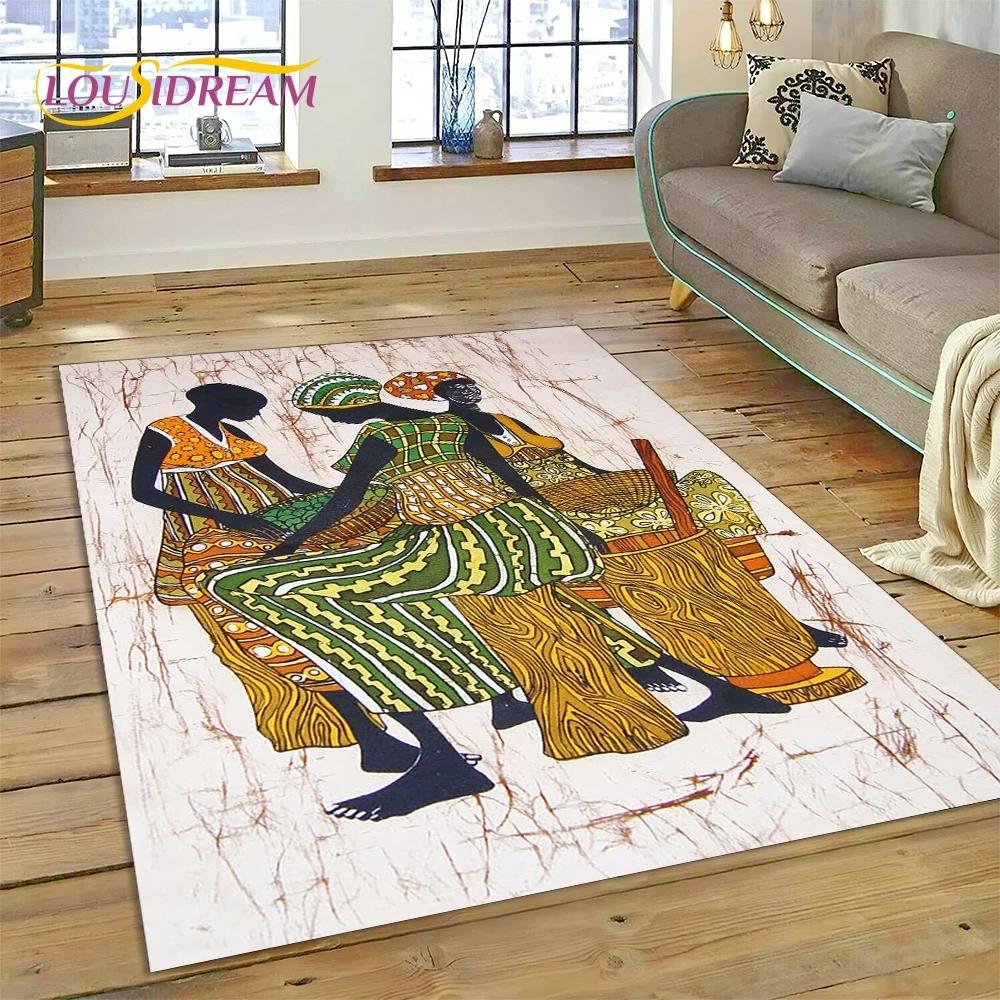 Cartoon Africa Ethiopian Custom Painting Art Carpet Rug for Bedroom Living Room Home Sofa Decoration,kids Large Decor Floor Mat