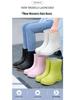 Women's Mid-Calf Waterproof Rain Boots with Fleece Lining - Fashionable, Non-Slip Outdoor Wear for Autumn and Winter