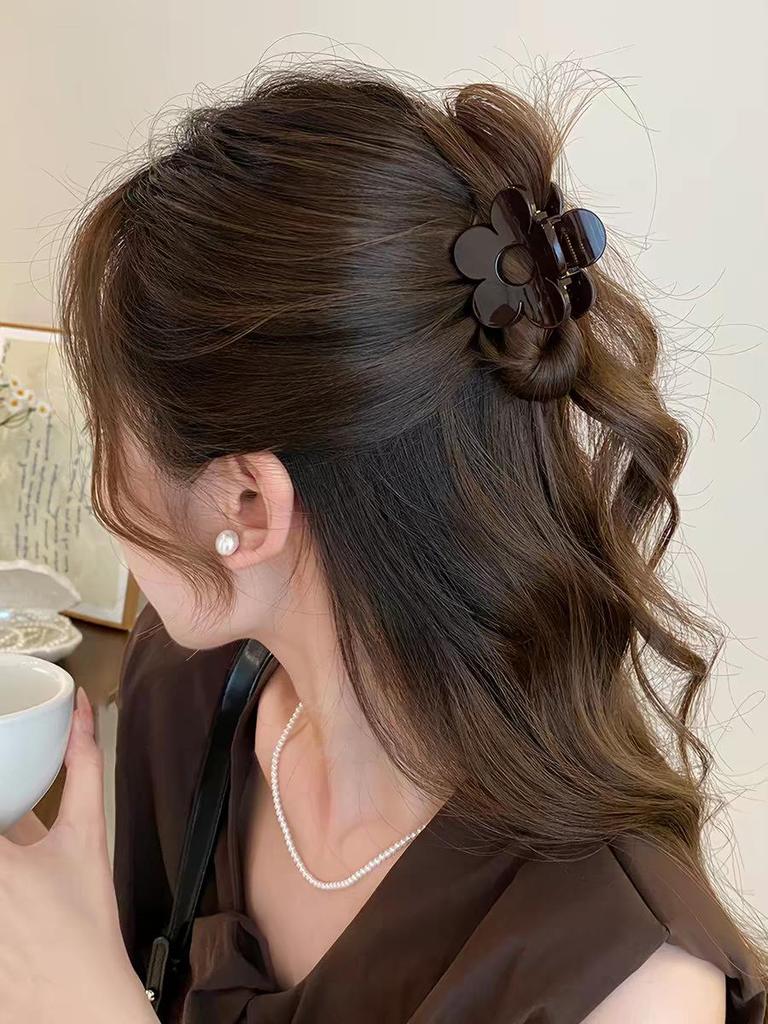 Korean Leopard Print Bow Hair Claw: Extra Large High-End Half Updo Clip for Women