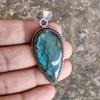 Natural Blue Labradorite Sterling Silver Pendant, Boho Statement Jewelry
