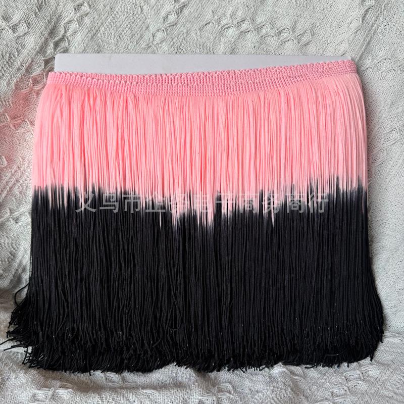 

20cm Wide Gradient Two-Color Nylon Tassel Lace for Latin Dance Fringe Clothing Accessories
