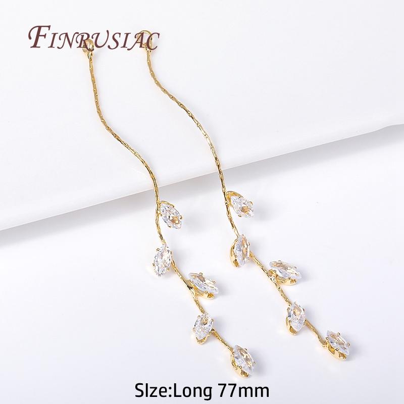 

Wholesale DIY Earring Accessories 18K Gold Plated Delicate Cubic Zirconia Long Tassel Charms For Women Earrings Making Jewelry 2 pieces