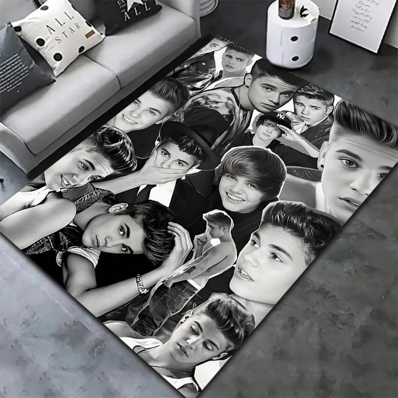 Justin Drew Bieber Dywanik do Salonu Sypialni Domu Dekoracja Sofy, Mata Podłogowa Antypoślizgowa dla Dzieci