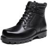Men's High-Top Leather Combat Boots - Thick Sole, Bright Finish, Fur-Lined, Martin Style Snow Boots