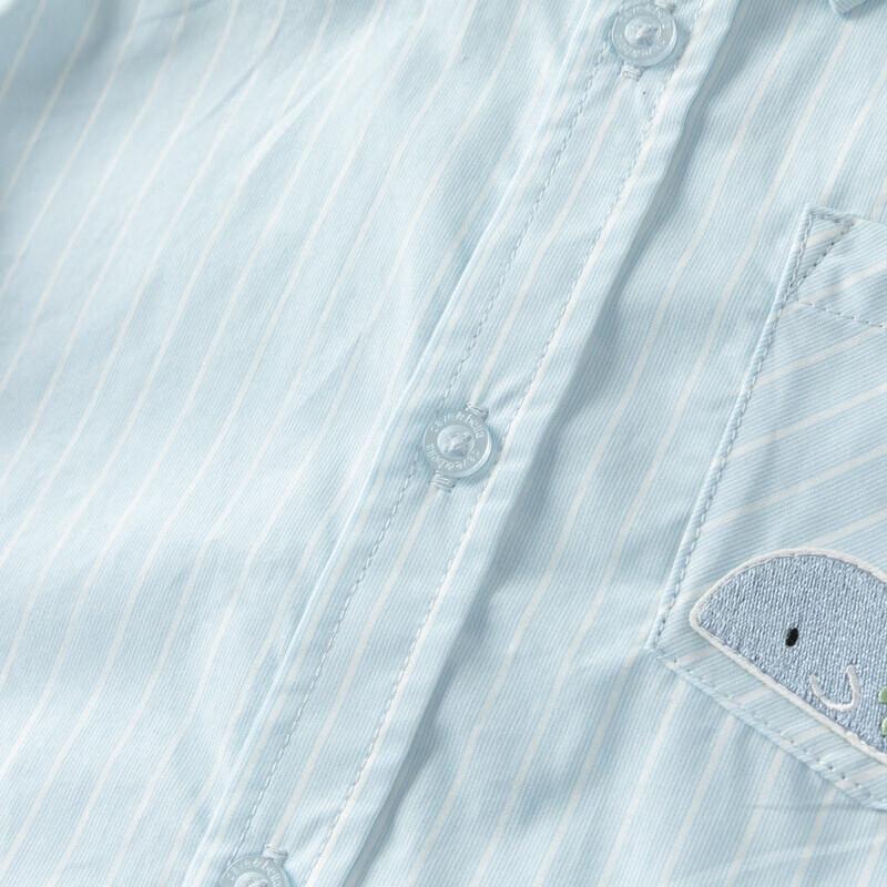 DAVE & BELLA Boys' Striped Short Sleeve Cotton Shirt