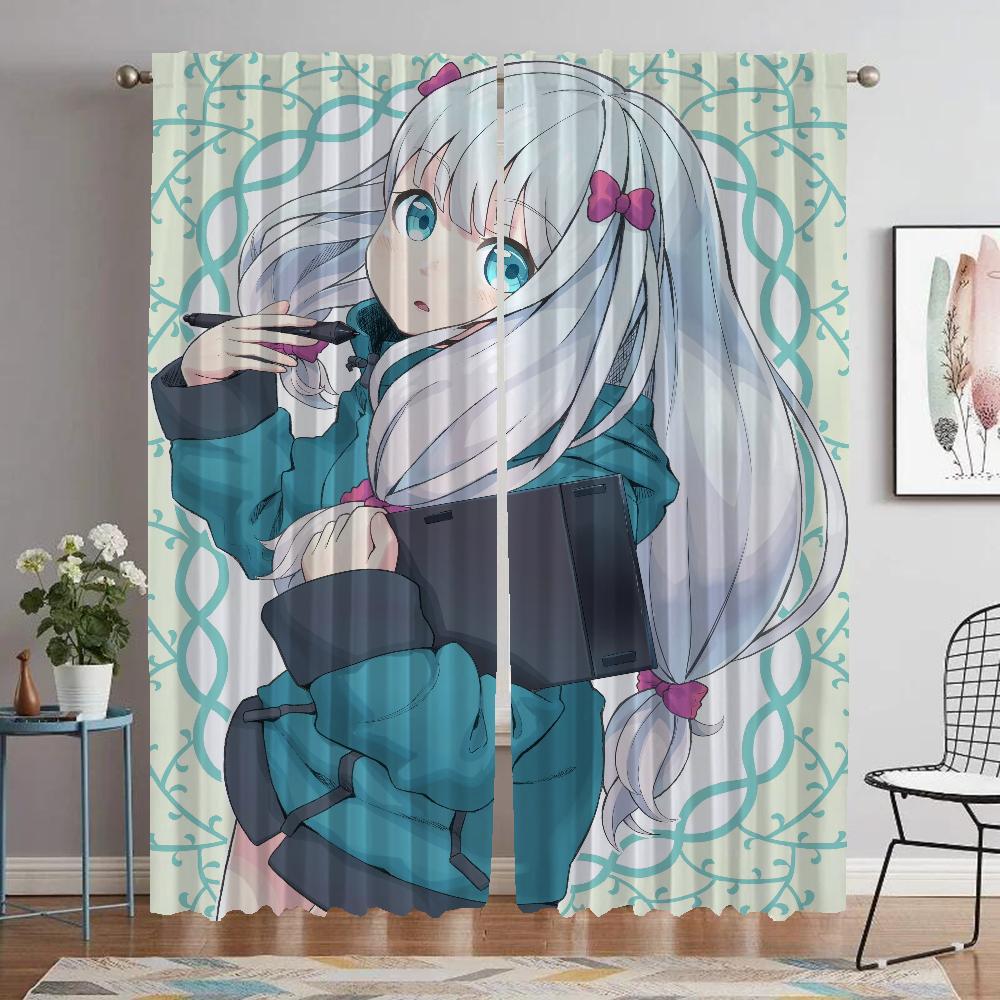 

Eromanga Sensei Оконная штора для комнаты 2-х панельные шторы для детской комнаты Шторы для домашнего интерьера Разделительная тюль для спальни W60xH90cmx2pcs-CL