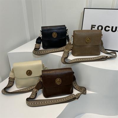Populární taška Kbelíková taška Dámská Nová Retro Trendy Textura Taška přes rameno Módní Široký ramenní popruh Crossbody taška