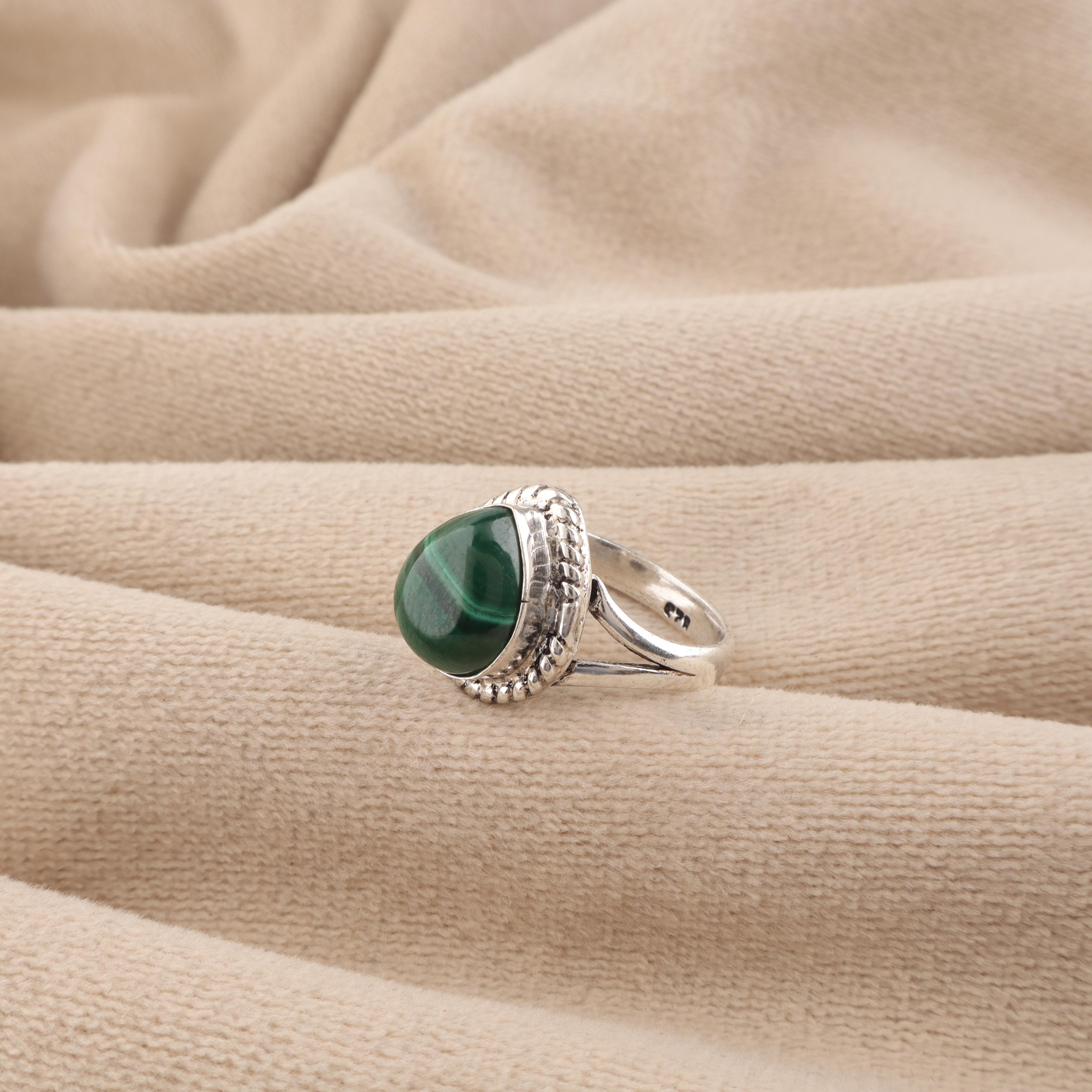 

Natural Malachite Gemstone 925 Sterling Silver Handcrafted Designer Pretty Ring For Gift RR-85-27 4