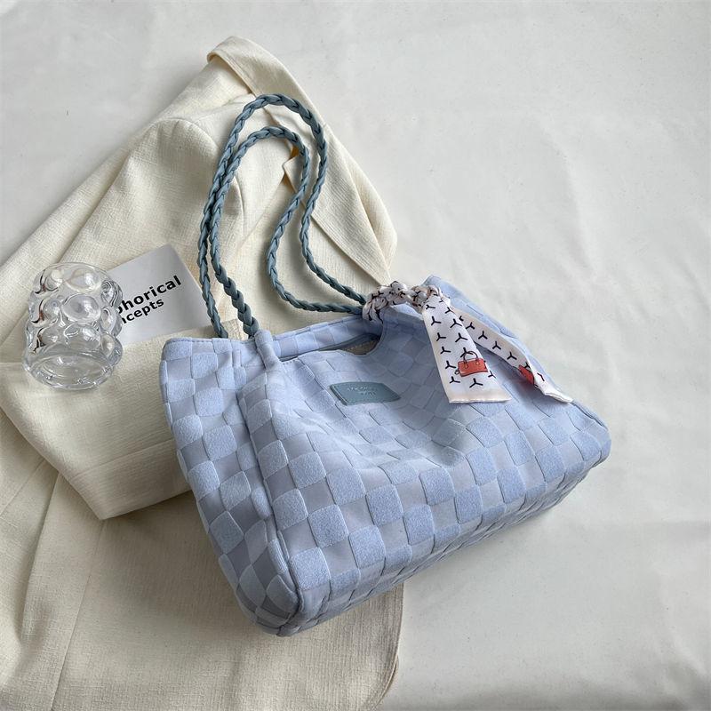 Spring new large-capacity bag women's casual versatile canvas shoulder bag advanced texture class commuter tote bag
