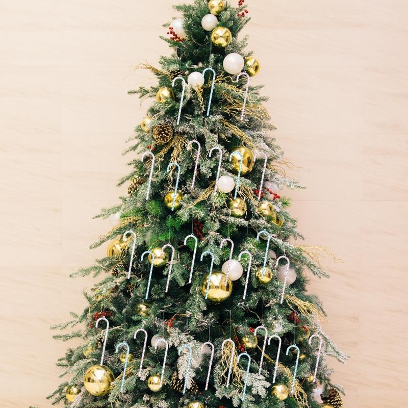 New Christmas Decorations: Acrylic Transparent Walking Stick Pendant, Colorful Ice Cone Christmas Tree Pendant