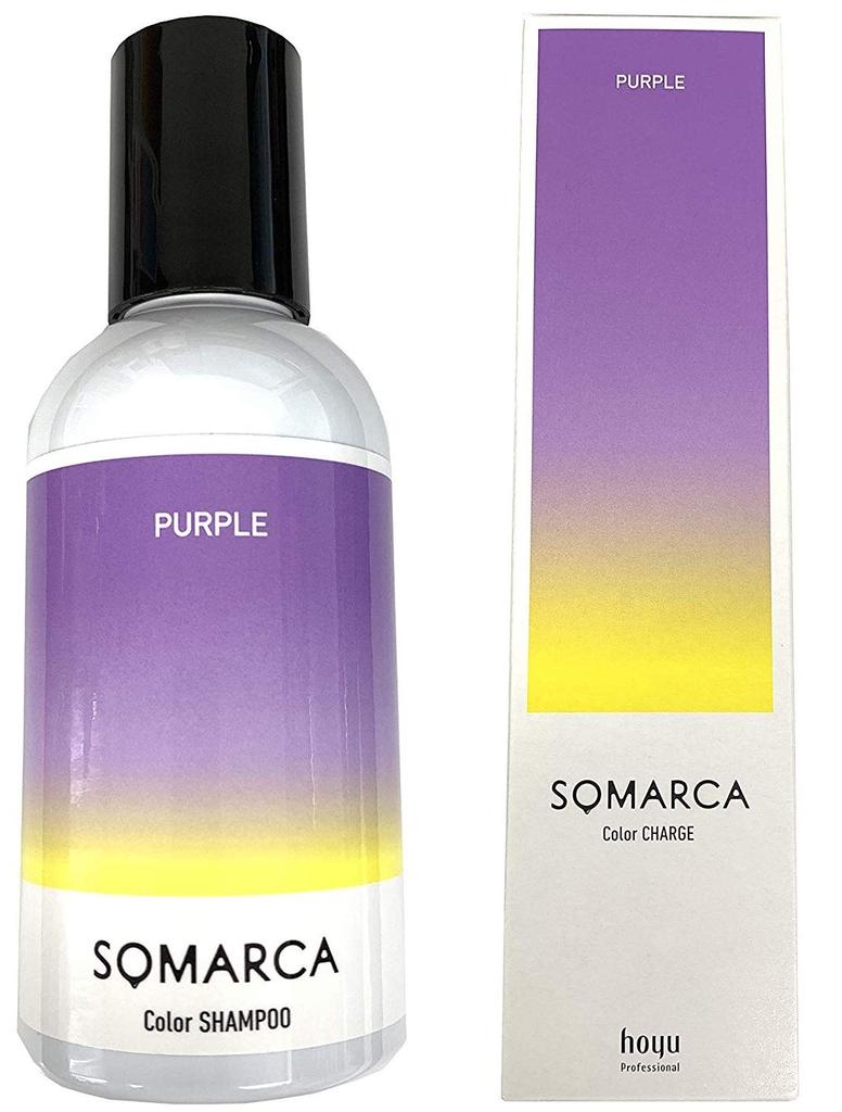 Hoyu Somarca Color Shampoo Purple 150ml + Color Charge (Color Treatment) Purple 130g 2 Assorted