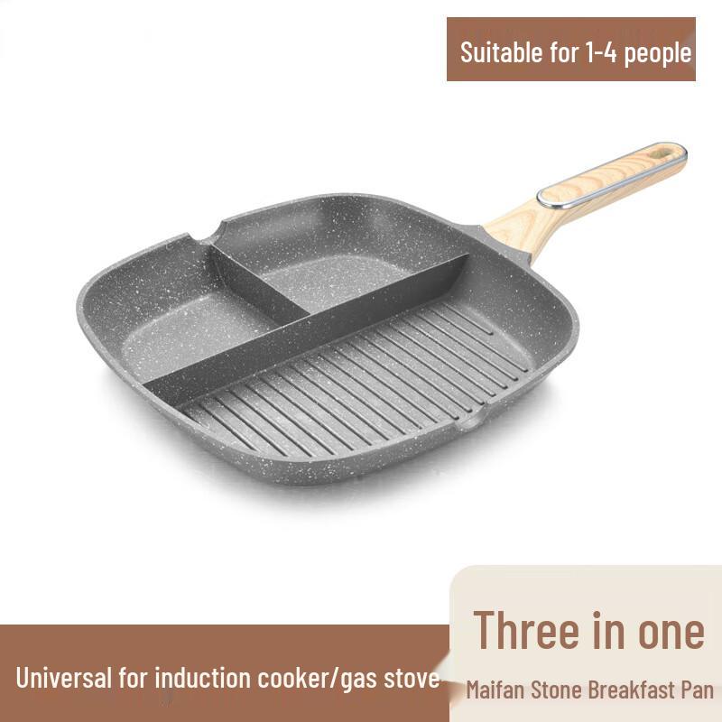 3-in-1 Divided Non-stick Breakfast Frying Pan