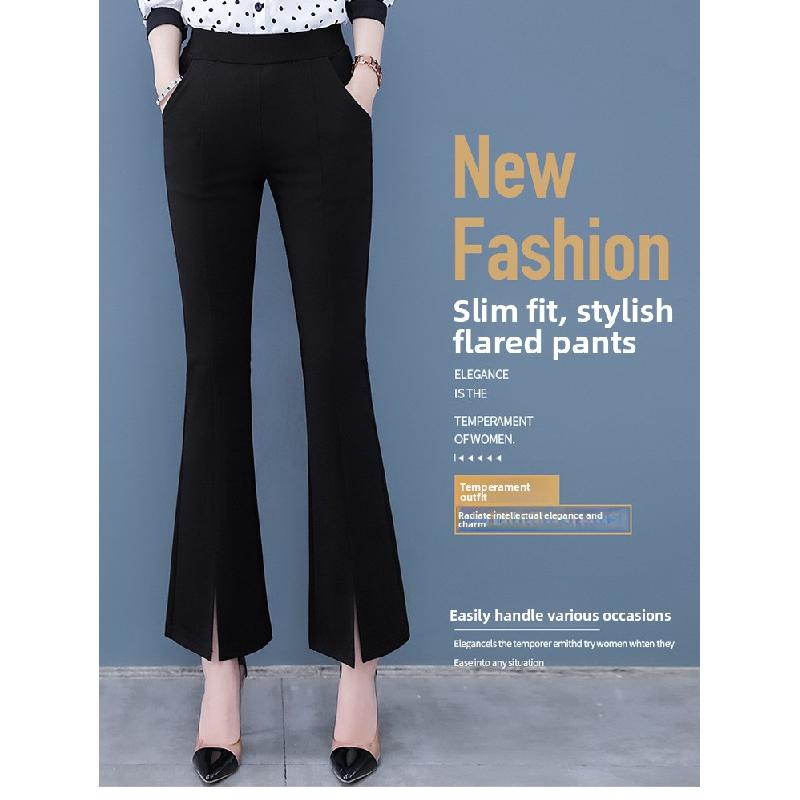 New 2026 Split Flared Pants with Drape Effect, High-waisted Plus-size Cropped Casual Pants