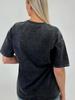 Retro Washed Black Cotton Tee with Colorful Letter Print