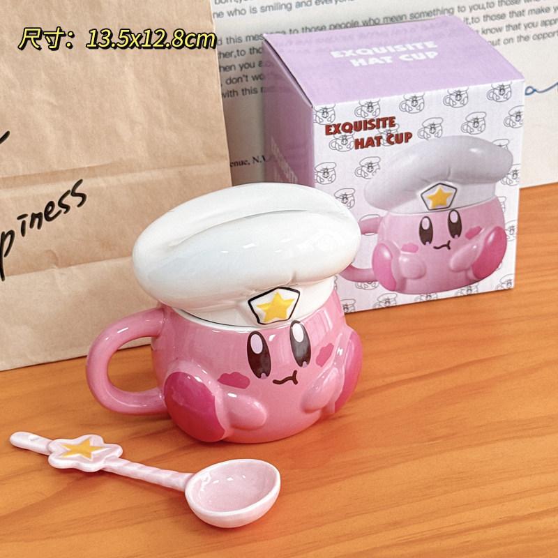 Anime Star Kirby Cartoon Peripheral Ceramic Cup Ceramic Mug Ins Style Special Beautiful Bowl Children'S High End Home Furnis