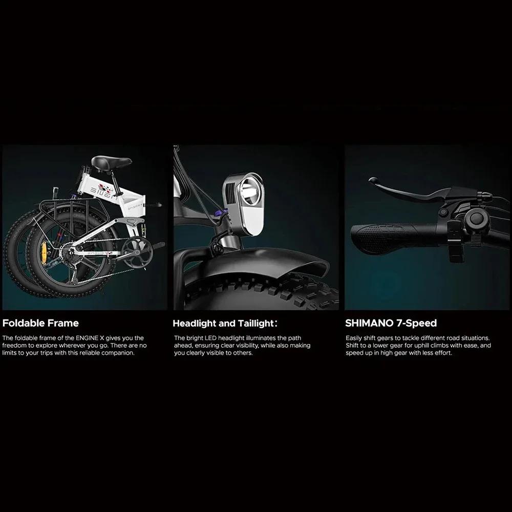 Electric Bike ENGWE X 250W Motor Folding 48V Motor 13AH Lithium Battery 20-inch Fat Tire E Bike Aluminum Alloy Electric Bicycle