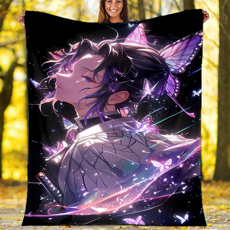 Demon Slayer Shinobu Kocho Printed Throw Blanket—soft,warm;versatile Blanket for All Seasons—perfect As &air-conditioning Throw,nap Blanket