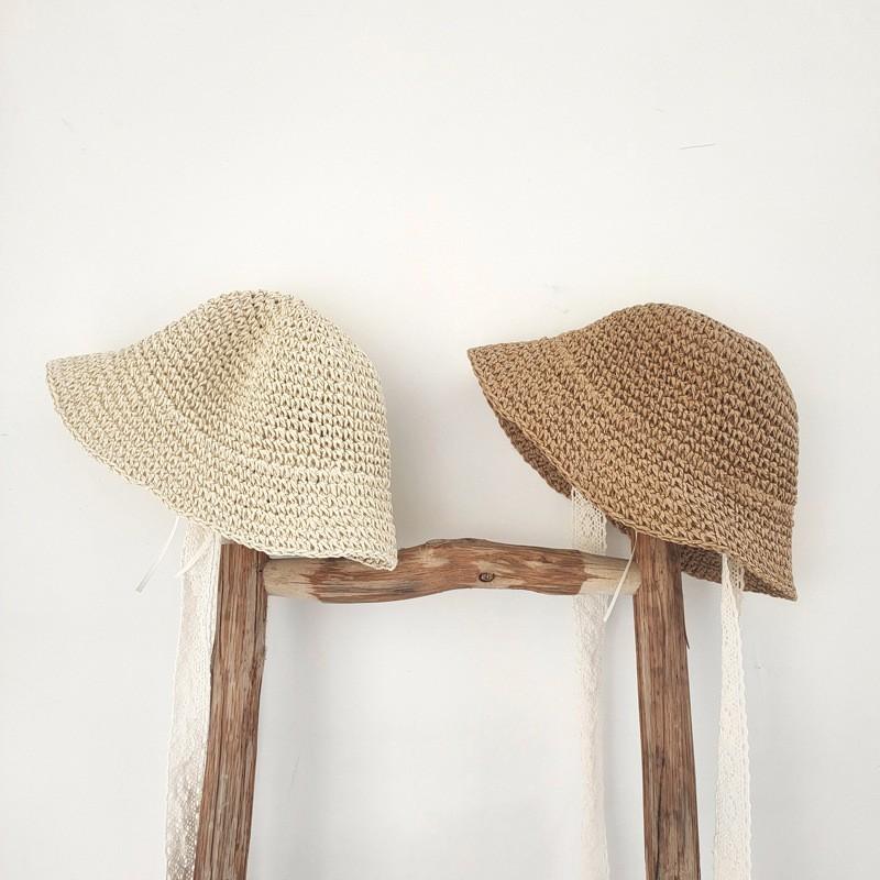 Fashion Lace Baby Hat Summer Straw Bow Baby Girl Cap Beach Children Panama Hat Princess Baby Hats and Caps for Kids 1PC