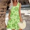 Women's Summer Floral High Waist Bohemian Dress Casual Hawaiian Flowing V Neck Holiday Dress