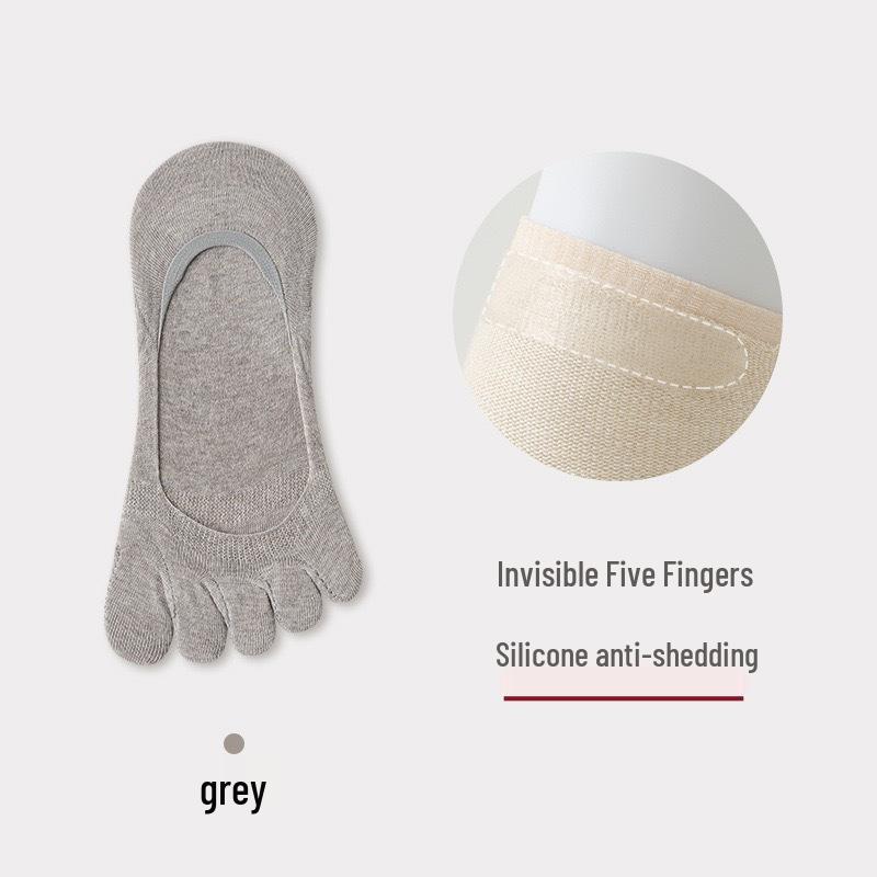 Women's Summer Cotton Five-Toe No-Show Socks – Odor-Proof, Seamless, Heel-Grip, Low-Cut and Lightweight