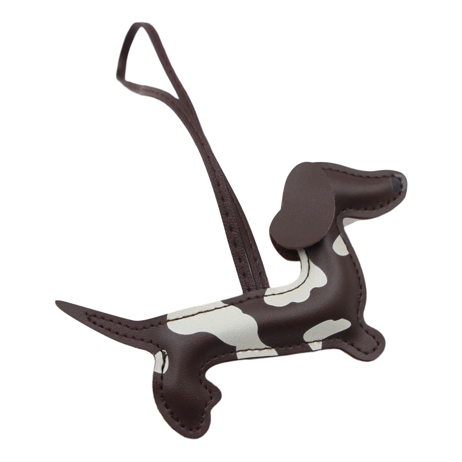 

Versatile Dachshund PU Leather Keychain Charm Double Sided 3D for Decorating Keys Bags Cars as Unique Present темно-коричневого