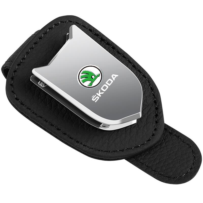 Auto Sun Visor Glasses Box Sunglasses Clip Card Ticket Holder Stand For Skoda Octavia Superb Rapid Kodiaq Karoq Fabia Kamiq Roomster Citigo