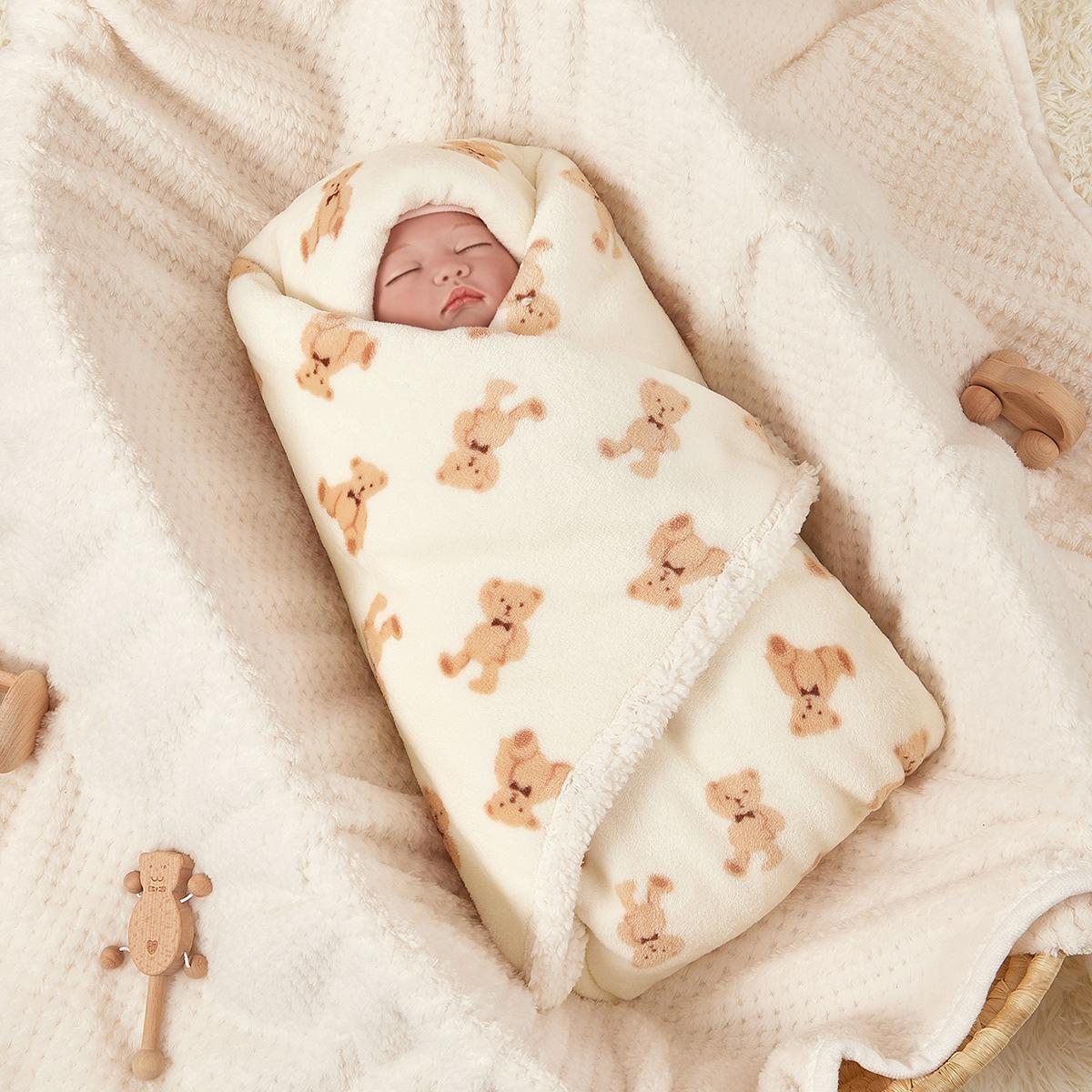 

Winter Baby Blanket Fleece Warm Quilt for Newborn Bedding Baby Swaddle Wrap Flannel Lamb Soft Baby Stroller Blanket Manta Bebe 75X100CM