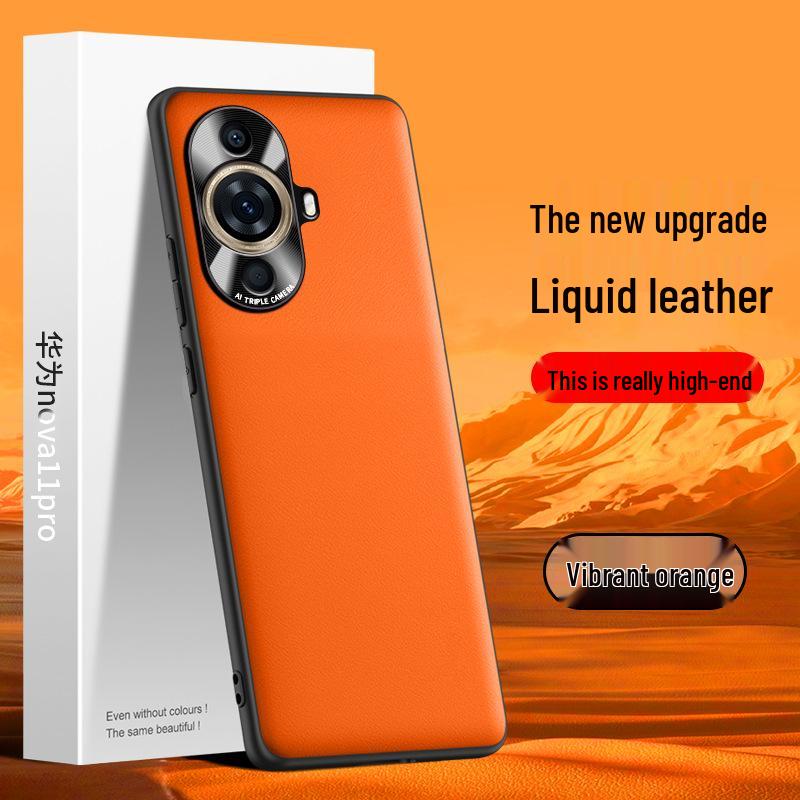 Protective liquid leather case for Huawei nova 11 Pro, anti-fall design, single piece shipment available.