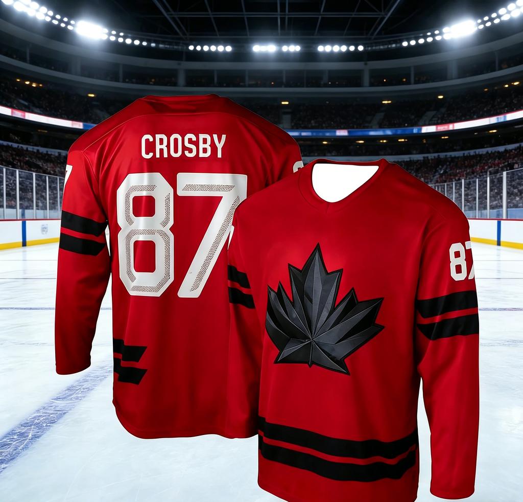 Unisex Y2K Canada Maple Leaf Graphic Long‑Sleeve Women's T‑Shirt, Casual Sports Ice Hockey Jersey Tops