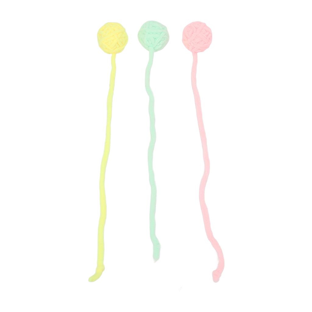3Pcs Cat Plush Ball Interactive Cat Fuzzy Chew Balls with Bells for Indoor Cats Kitten Pure Color