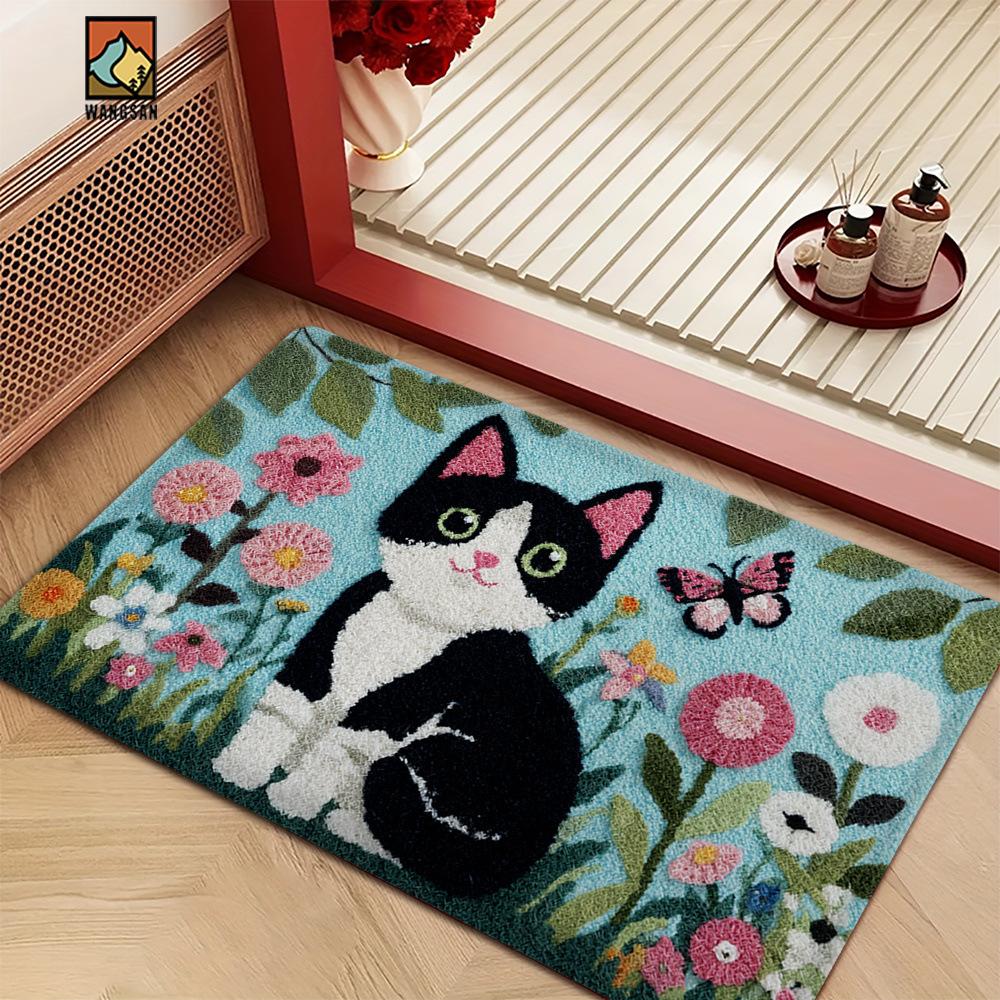 New Cartoon Cute Animal Imitation Cashmere Floor Mat Bathroom Absorbent Floor Mat Bedroom Thickened Carpet