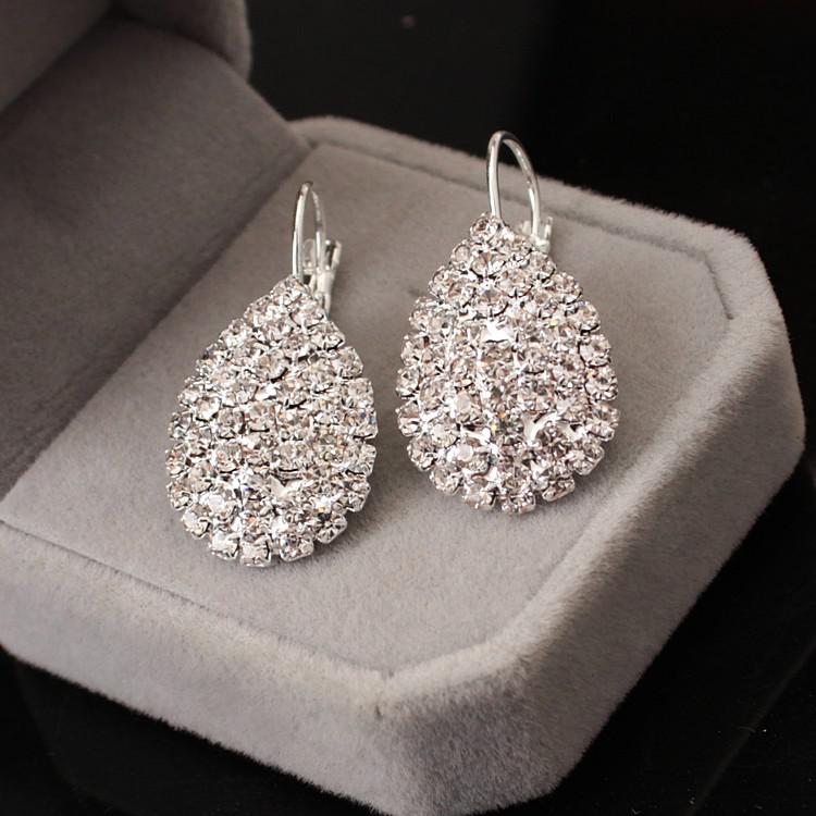 Japanese And Korean Personality Peas Transparent White Women Crystal Earrings Jewelry Lover Tears Brincos