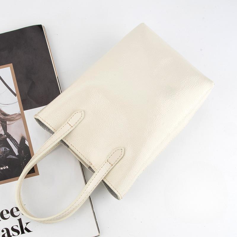 Damen Klassische und Schlichte Vollnarbenleder Vielseitige Einzel-Schultertasche, Leichte Umhänge-Handytasche