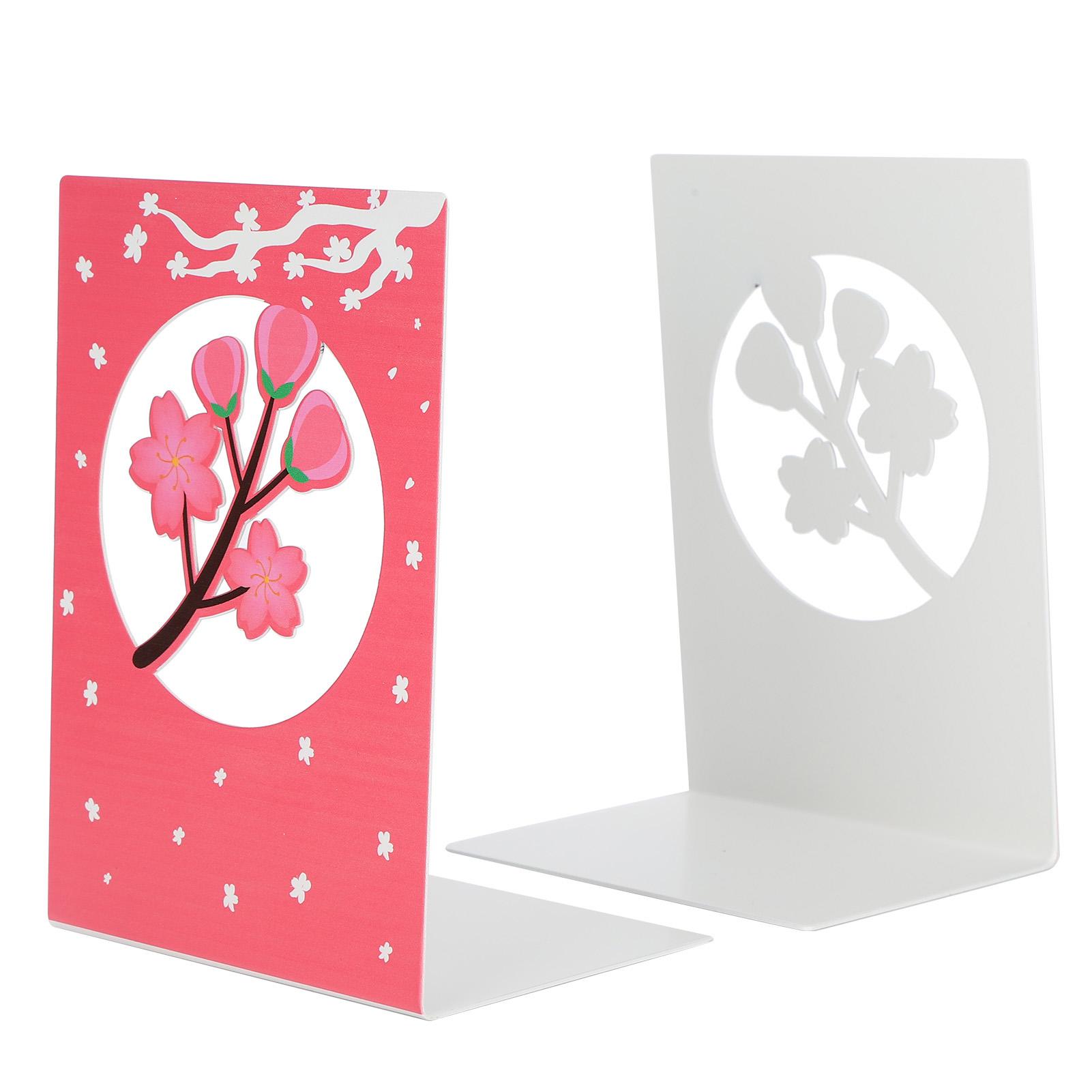 

2Pcs Metal Bookend Nonskid Stable Book Stopper Supporting Shelves for Home OfficeSakura