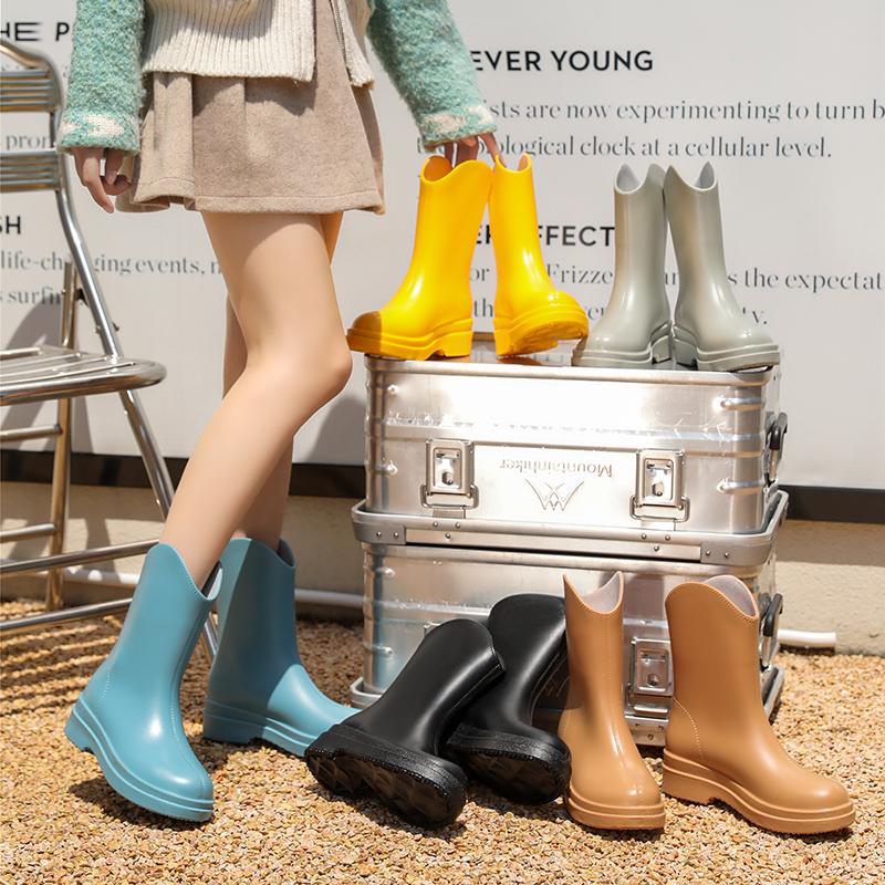 

Летние мужские резиновые сапоги до середины икры, нескользящие, износостойкие, водонепроницаемые, зимние сапоги до колена с теплой плюшевой подкладкой, обувь для дождя 36