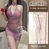 erotic underwear deep breast cheongsam set, pure desire purple sister suspender skirt dating couple flirt