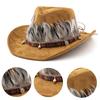 Trendy Skull Feather Cowboy Hat Men'S And Women'S Spring  Autumn Outdoor Sunshade Hat Tourism Knight Hat Cool Western Cowboy Hat