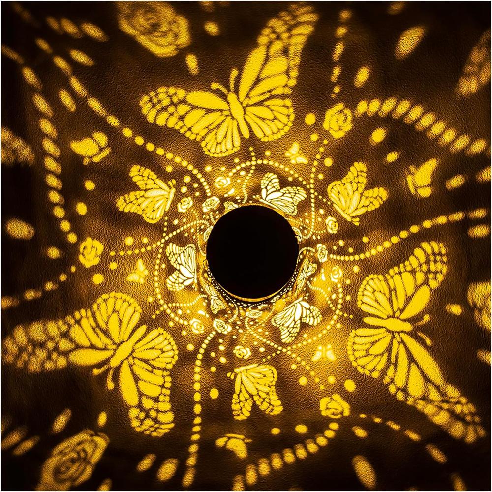 Butterfly Solar Lanterns Outdoor Waterproof Hanging Lights, Metal Decorative LED Solar Light for Yard Patio Porch Balcony Decor