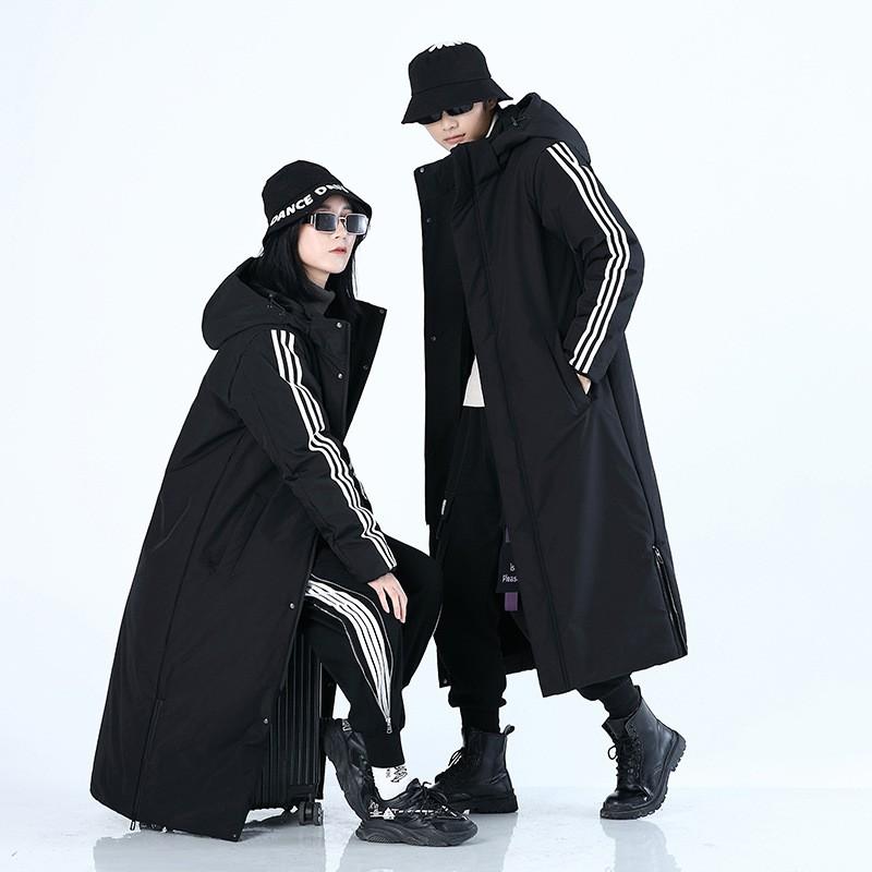 Unisex Long Winter Puffer Coat With Detachable Hood Warm Thick Cotton Jacket Men Women Students Casual Outdoor