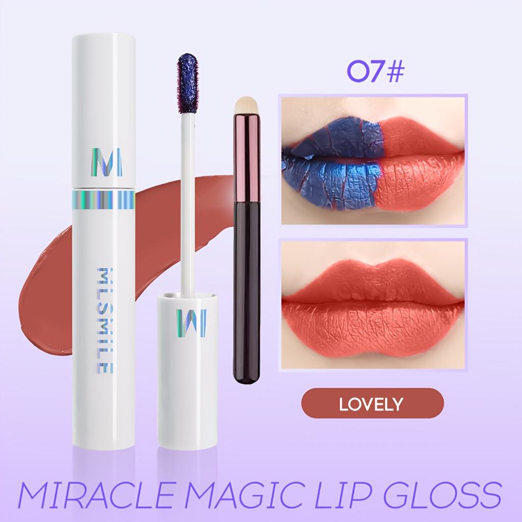 Magic Lip Mask Lip Glaze + Lip Brush | Long-lasting, Waterproof, Anti-smudge Lip Glaze, Plant Moisturizing Formula, Matte Lipstick