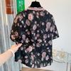 2025 Summer New Retro Flower Short-sleeved T-shirt Loose Shirt Top for Women
