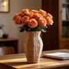 Rattan Vase Small Braided Boho Vase for Pampas Grass Flower Arrangement Rustic Farmhouse Handwoven Wicker Vase Basket for Table