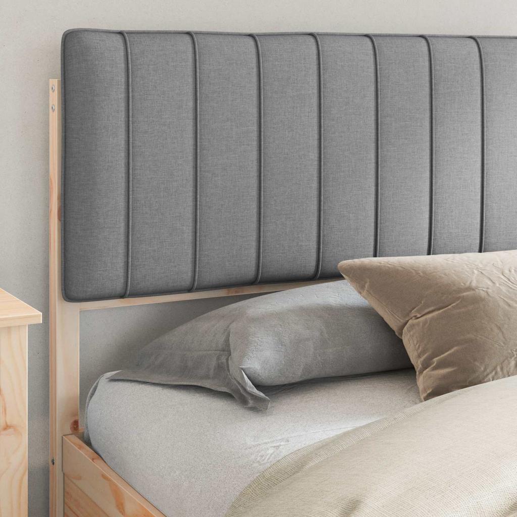 Bed Frame with Upholstered Headboard Light Grey 200 x 200 cm