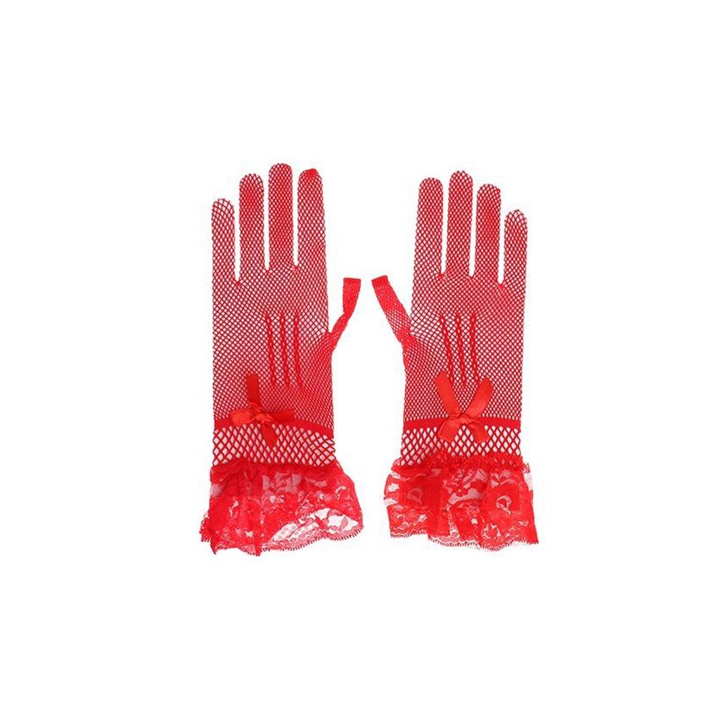 Short Women Lace Mesh Gloves Thin Etiquette Dress Gloves Holiday Princess Birthday Party Gloves