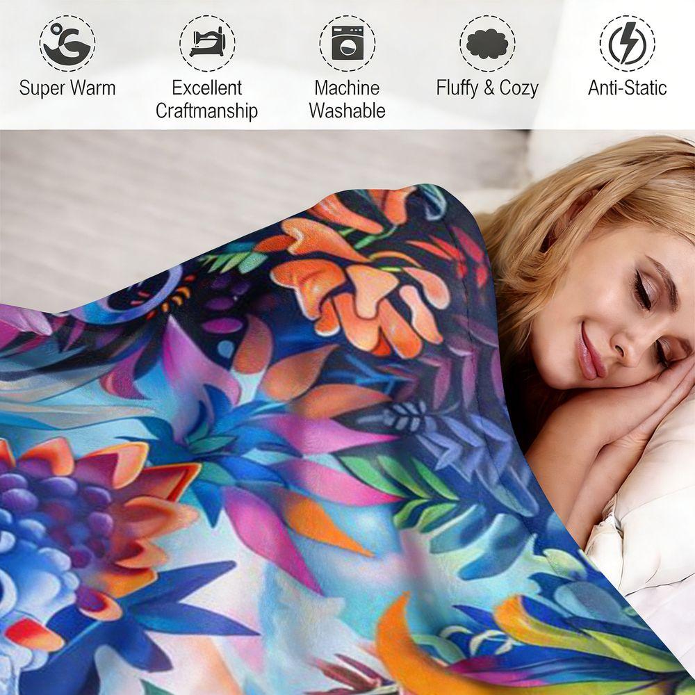 Soft Flannel Blanket Cartoon Jungle Dinosaur Print Throw Cozy Warm Bedding Blanket for Couch Sofa Bed Decorative Gift Blanket