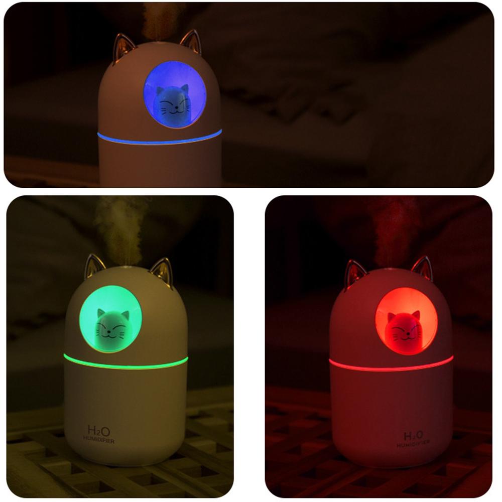 300ml Usb Air Humidifier Ultrasonic Cool Mist Maker Fogger With Colorful Lamp Cute Cat Mini Aroma Diffuser Humidificador Difusor